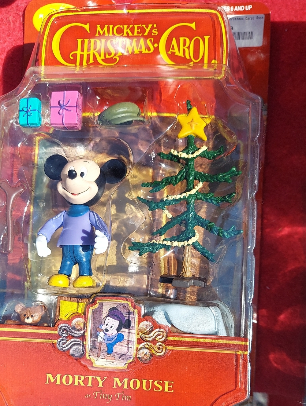 Disney Morty Mouse Tiny Tim Figure from Mickey's Christmas Carol - Red/Green